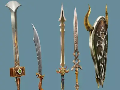 Medieval Polearms Weapon Pack 05 Low-poly 3D Model Low-poly 3D model
