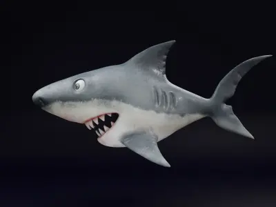 3D Stylized Cute Shark - Rigged 3D model