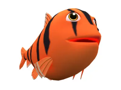 Scissortail Sergeant Fish Cartoon Animated Low-poly 3D model