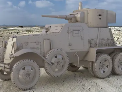 BA 6 Armored Car Clay Vray 3D model