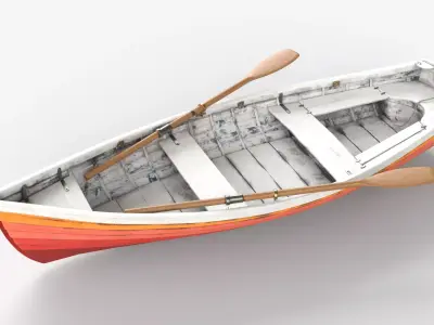 Red wooden boat 3D model