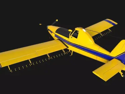 Low Poly PBR Crop Duster Low-poly 3D model