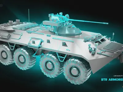 BTR Armored Truck - Low Poly Background Filler 3D model