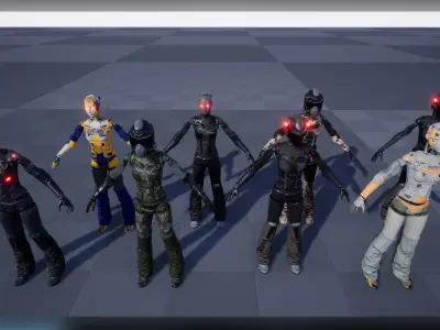 CyborgGirl - characters pack for Unreal engine 4 Low-poly 3D model
