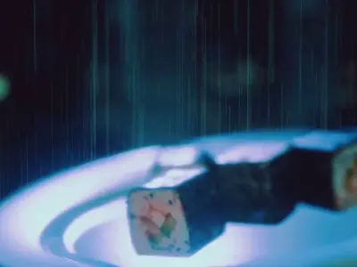 Game Ready Sushi 3d Model on plate in rain Low-poly 3D model