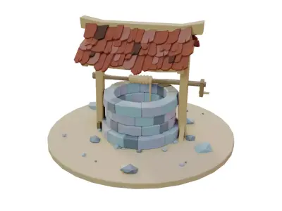 Low Poly Old Well Low-poly 3D model
