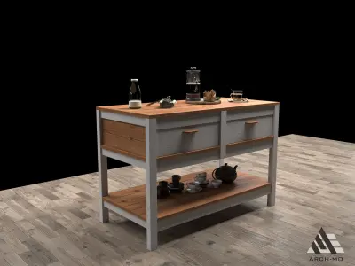 Coffee corner 04- furniture Free low-poly 3D model