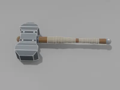 Fantasy hammer in minimalistic style Free low-poly 3D model