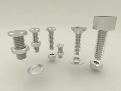 bolts and nuts collection 3D model