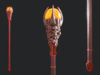 Fantasy Stylish- Staff of Soul Tourturing Low-poly 3D model