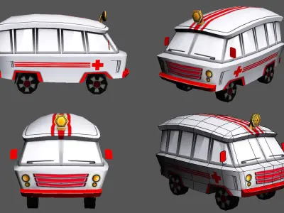 Cartoon Ambucar Pack Low-poly 3D model