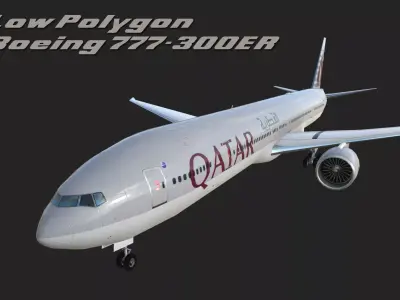 Boeing 777 Qatar Low-poly 3D model