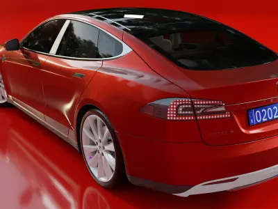 Tesla MODEL S car with heart Free 3D model