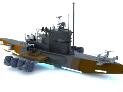 Sci Fi Military Submarine Combat Vessel 3D Model Game Ready PBR  3D model