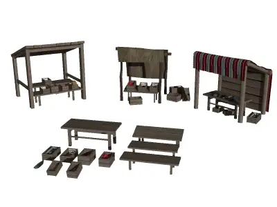 Medieval marketplace 3D model