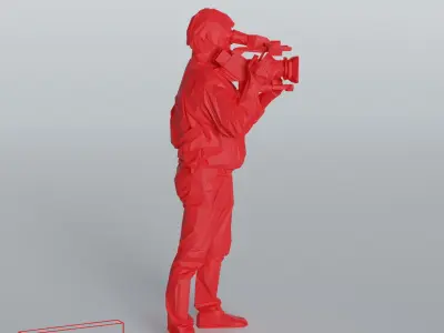 Camera man 03 - Low Poly printable Low-poly 3D model
