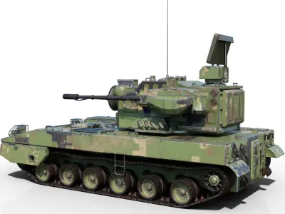 PBR Chinese PGZ-09 Self Propelled Anti Aircraft SPAAG Low-poly 3D model