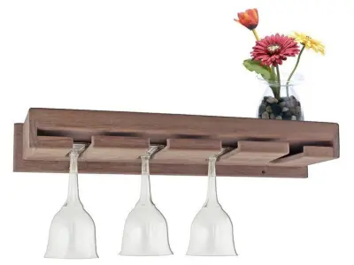 Erithon Solid Wood Wall Mounted Wine Glass Rack in Unfinished Free 3D model