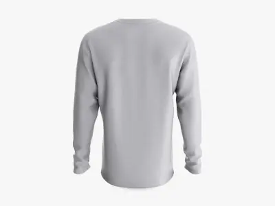 Male and Female T-Shirt Dropped Shoulder Henley Collar Long Sleeve Collection 3D model