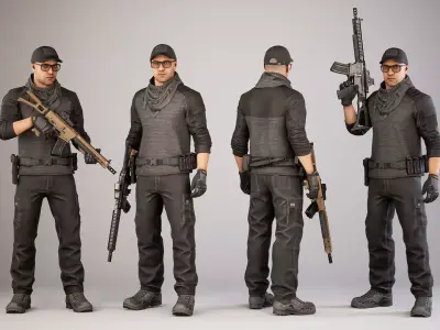 Casual Soldier 20 Low-poly 3D model