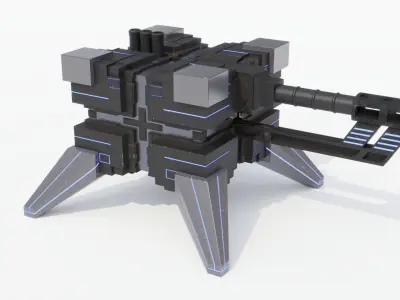 Sci-Fi Cannons 2-Pack Low-poly 3D model