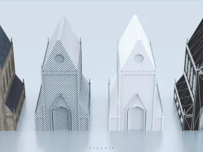 Medieval Church Low-poly 3D model