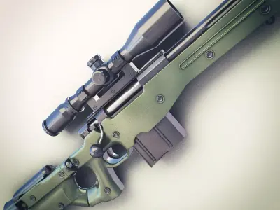 AWM Sniper Rifle Hi-Res 3D model