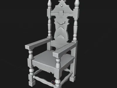 Medieval Wooden Throne - Game-Ready Low-poly 3D model