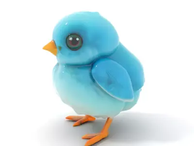 Adorable Bluebird Fluffy model pack Low-poly 3D model