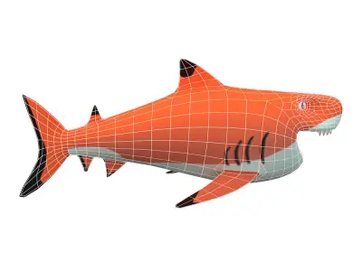 Blacktip Reef Animated Shark Toon Low-poly 3D model