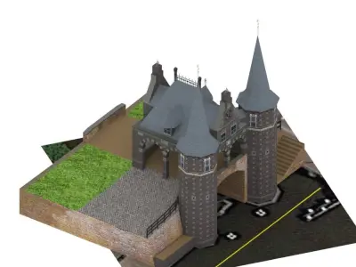 Waterport model game ready castle in netherlands Low-poly 3D model