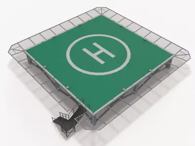 Helipad Square --322-- Low-poly 3D model