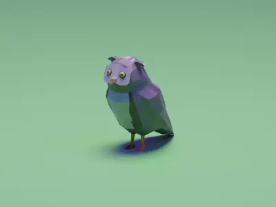 Great Horned Owl Low-poly 3D model