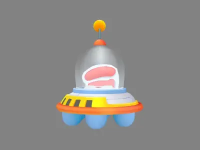 Cartoon UFO Low-poly 3D model