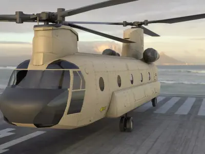 CH-47 chinhook  military transport helicopter 3D model