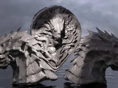 Great Wyvern Arthurian Dragon Scull mirrored 4 3D model