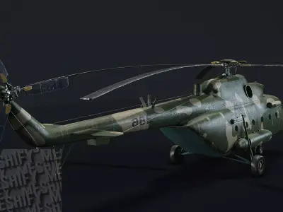 Heavy Military Transport Helicopter Low-poly 3D model