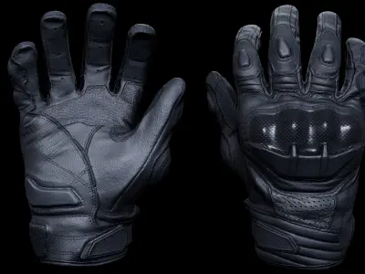 Motor Gloves 001 Low-poly 3D model