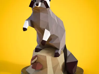 Low poly Racoon figurine 3D model
