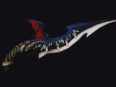 Dagger Dragon Jaw Teeth Short Blade Sharpener Wedge Grinding Low-poly 3D model