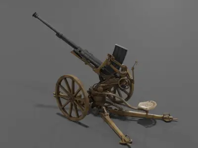 Type 98 20 mm anti-aircraft machine cannon Low-poly 3D model