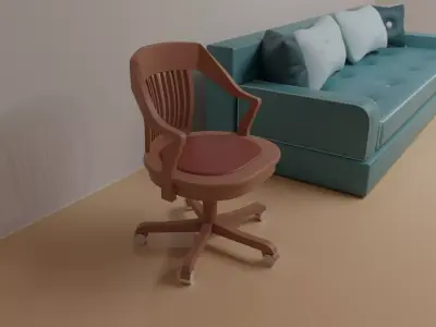 Swivel Chair Vintage Brown Free low-poly 3D model