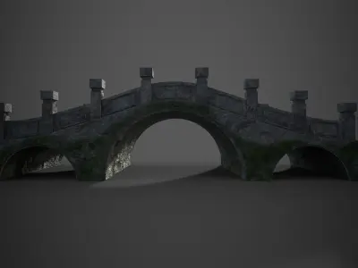 Stone bridge Low-poly 3D model