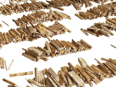 040 Firewood Logs 03 Scattered Firewood logs 3D model