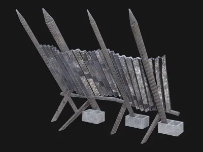 PALISADE POSTAPO WALL BARRIER FENCE FORT SURVIVAL ZOMBIE PACK Low-poly 3D model