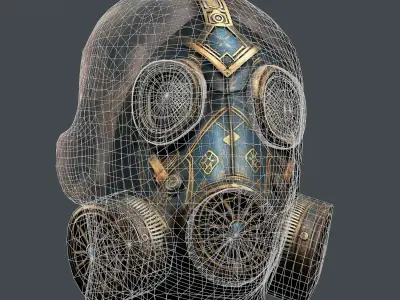 Gas mask helmet 3d model military combat Low-poly Low-poly 3D model