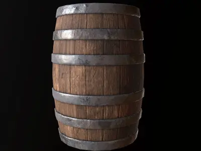 Barrel - PBR Game Ready wooden Low-poly 3D model