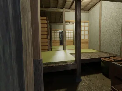 Japanese old row house in 19C Osaka 3D model