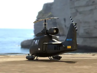 Low poly Game-ready cartoon Helicopter Low-poly 3D model