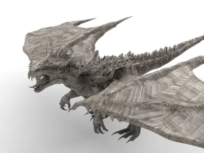 Dragon lizard Viking Dinosaur Statue  2 3D model